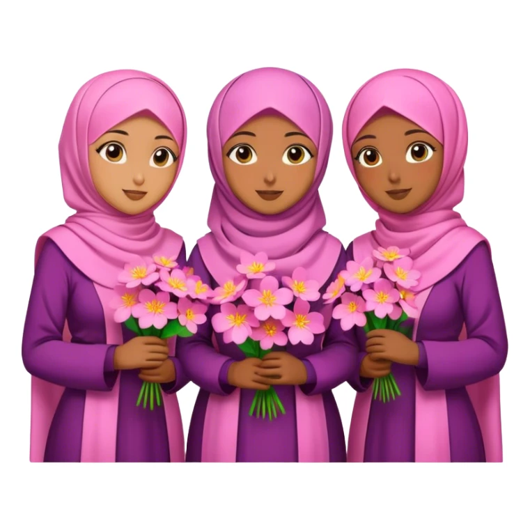 Hijabi girls with sakura flower sticker
