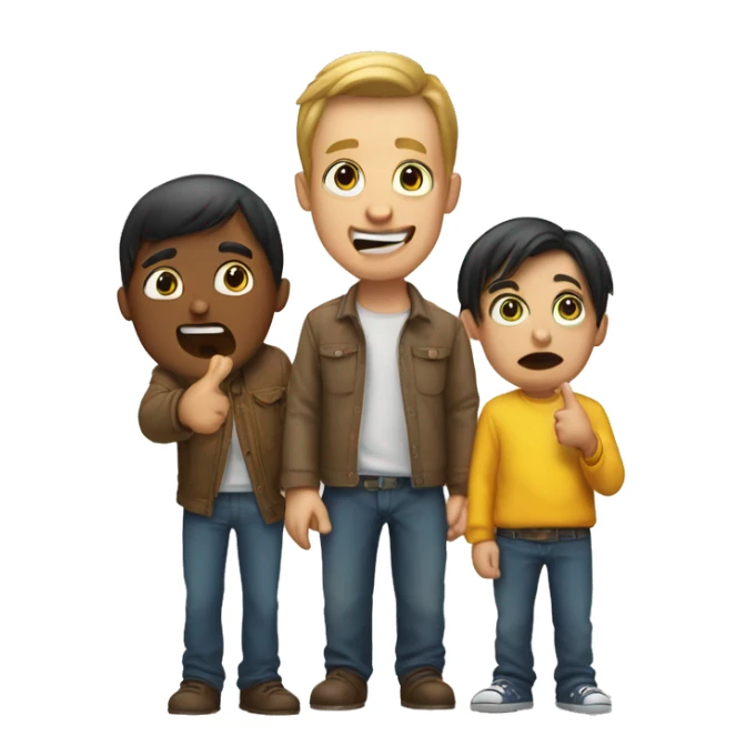 a man pointing to a boy with his thumb, man rolling his eyes ans has his tongue out being silly sticker