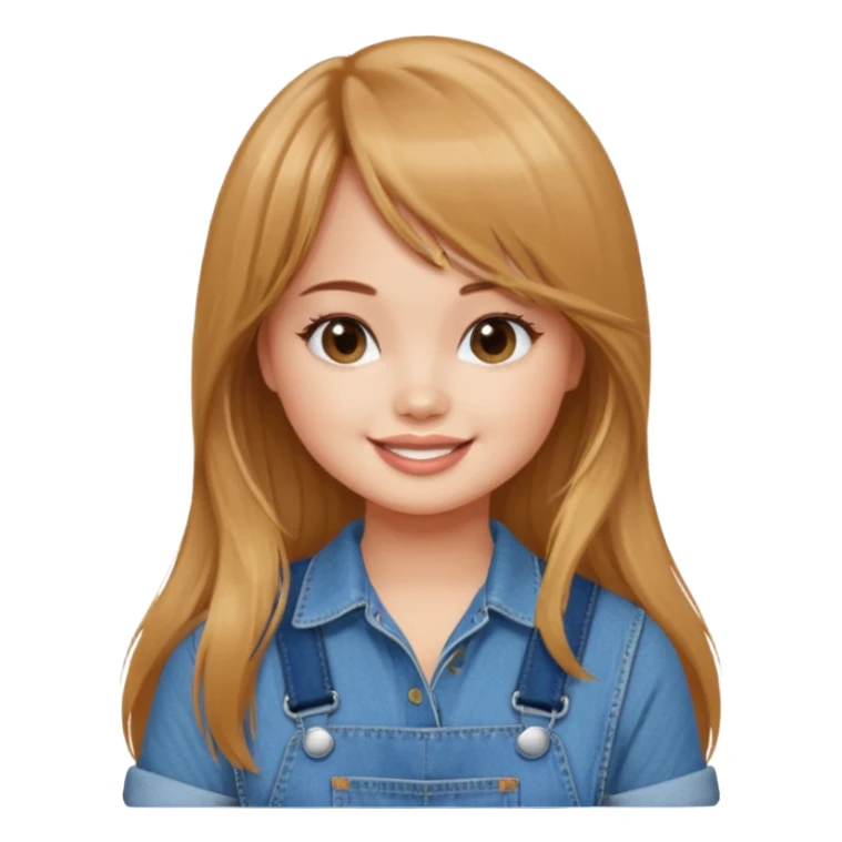 Debby Ryan (long hair with straight bangs) wearing overalls sticker