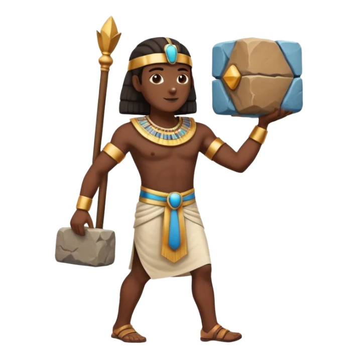 fullbody ancient Egyptian worker carrying a large stone block on shoulder sticker