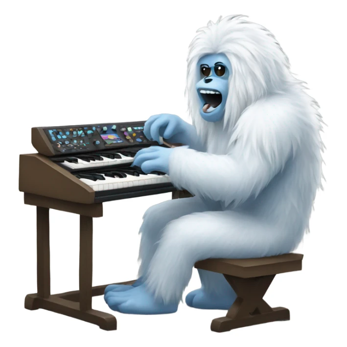 yetti making music on a synthesizer  sticker