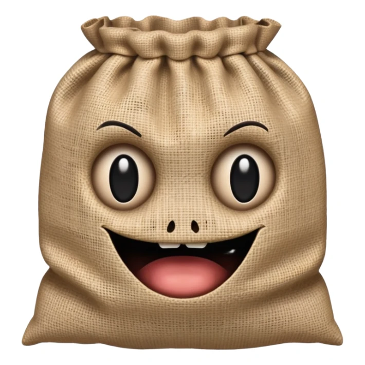 creepy burlap sack face with stitched mouth and dark hollow eyes sticker