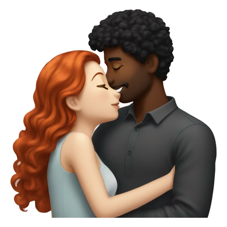 Redhead Girl Kissing black haired man  sticker