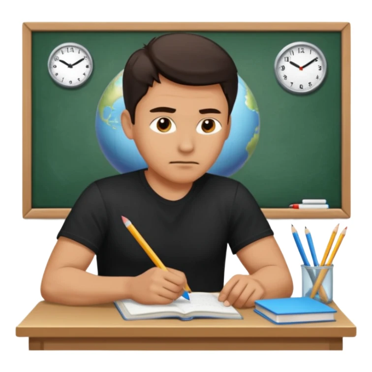 A handsome man in his 40s studying hard. Change his shirt in the first image to black. sticker