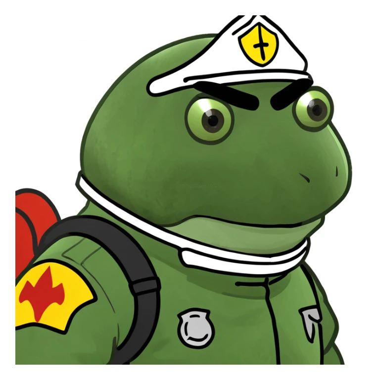bufo in a fir fighter suit sticker