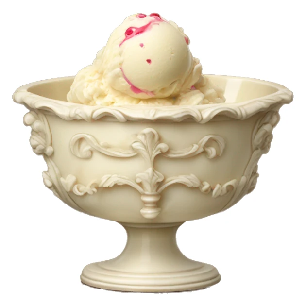 vintage ivory rococo bowl with ice cream sticker