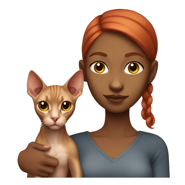Red-haired girl with a sphinx cat sticker