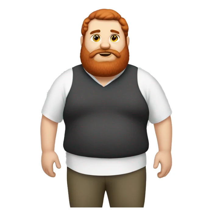 caseoh, man, very fat, 500lbs, red hair, long beard, full body sticker