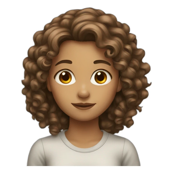A girl with long curly brown hair sticker