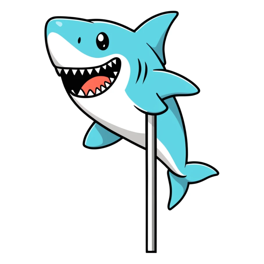 shark dancing on a pole with tongue out  sticker