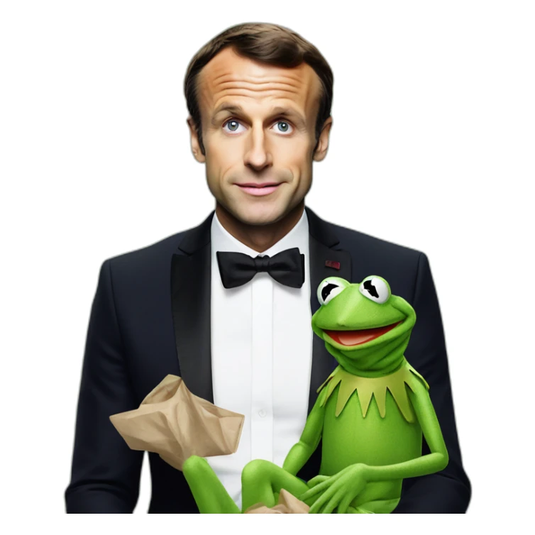 Emmanuel Macron with the body of Kermit the frog sticker