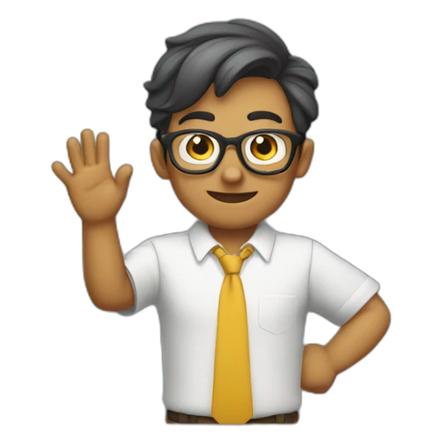 nerd raising his hands to say something nerdy sticker