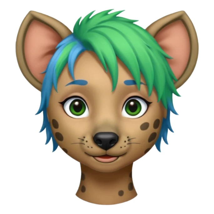 hyena with feminine  blue and green hair sticker