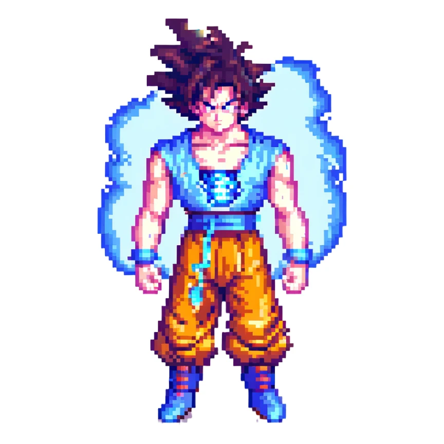 Goku in God mode, glowing blue aura sticker