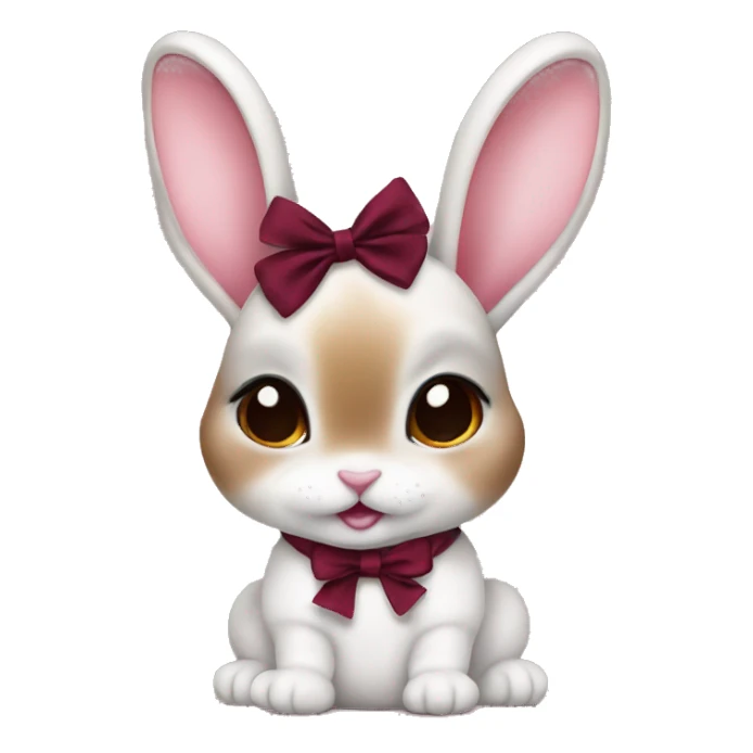 Baby bunny with coquette burgundy bow on ear sticker