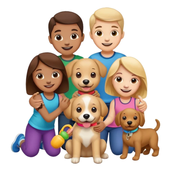 children with dog toys sticker