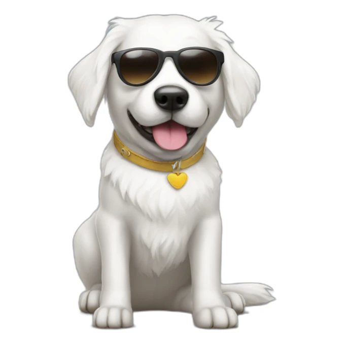 white dog with sunglasses and costume  sticker