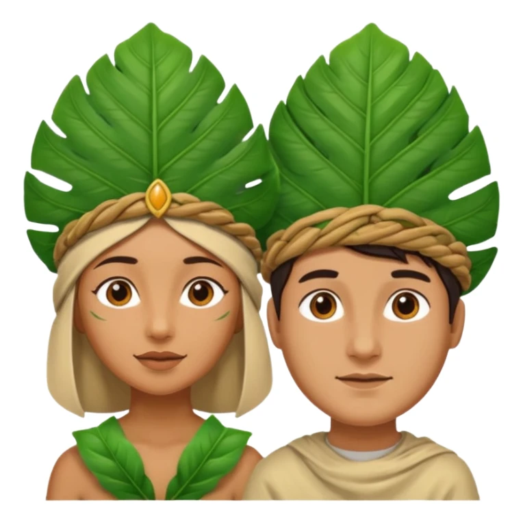 an woman man with jungle wearing a large leaf headgear bye  sticker