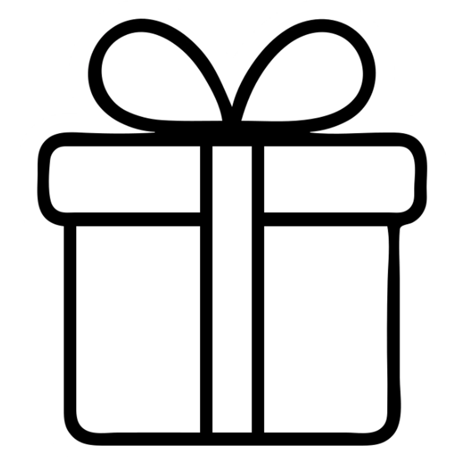 gift box icon, with ribbon and bow, outlined style, modern look sticker