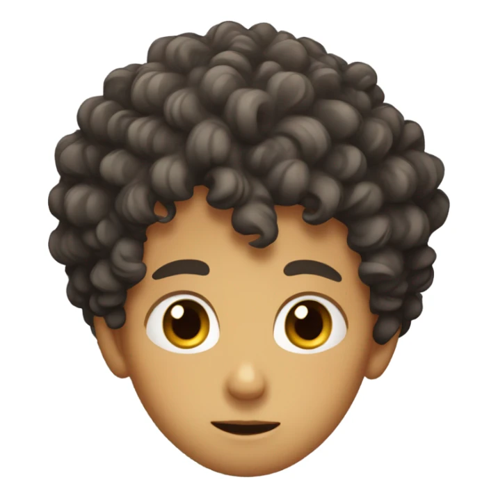A curly hair circle with cute big anime eyes boy sticker