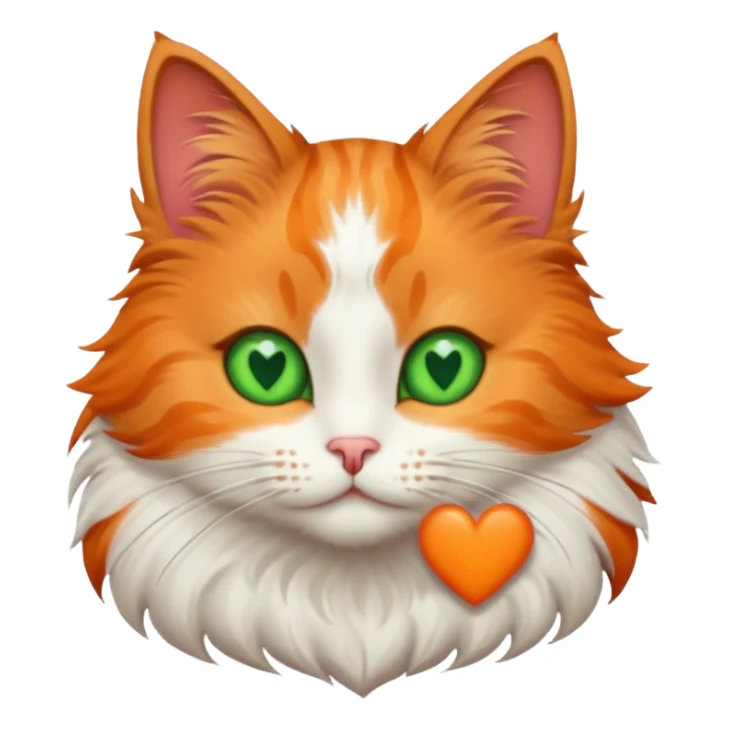 A cat with green eyes and a heart sticker