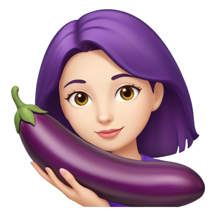 Woman holding eggplant sticker