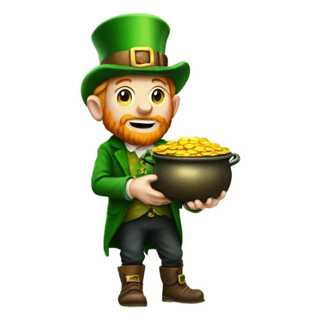a leprechaun finding a pot of gold sticker