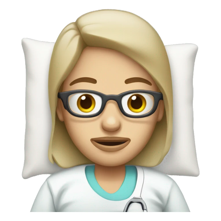 cartoon patient in a hospital bed without actual face sticker