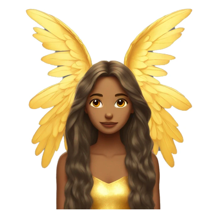 big wings, sun, gold, Beautiful, fairy, long hair sticker
