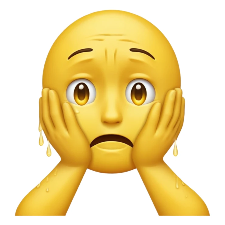 Crying emoji holding out his palms in front of him sticker