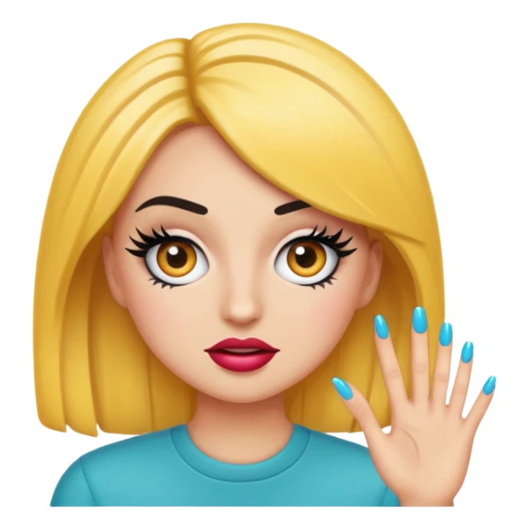 Girlboss emoji with exaggerated lashes and nails sticker