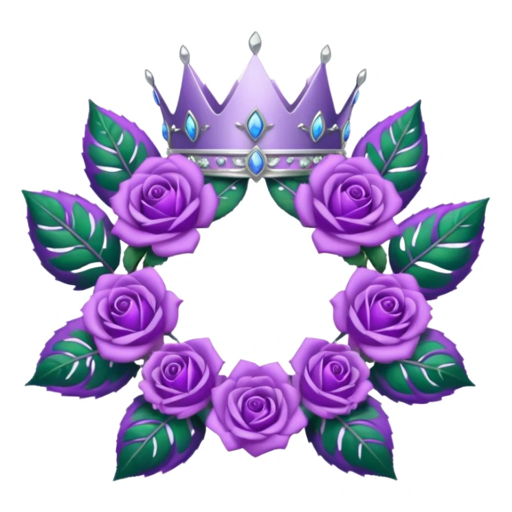 Purple rose with silver tiara and a purple emblem leaf wreath sticker