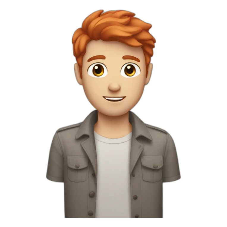 Red short hair white man with blue eyes and stabyhound sticker