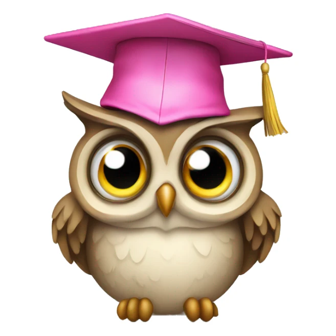owl with pink graduate hat sticker