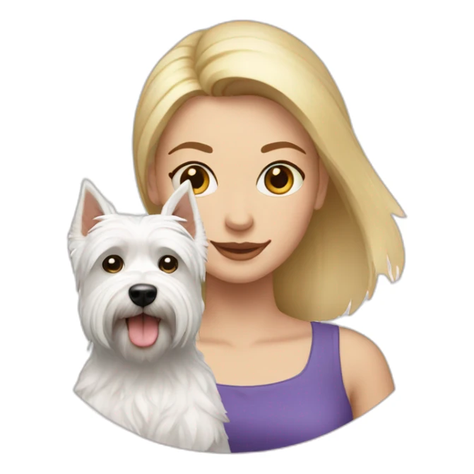 Blonde woman with a westie dog girl sticker