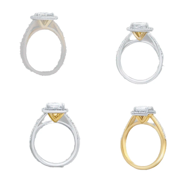 One Cushion cut diamond ring with white and yellow gold band  sticker