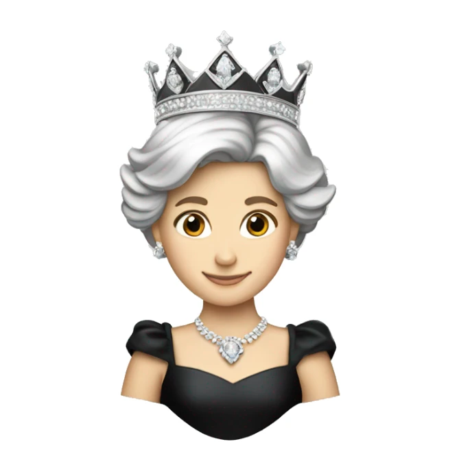 Princess Diana with silver crown and black dress sticker