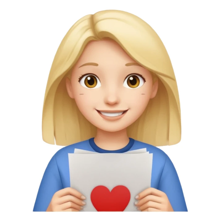 Girl holding a paper with a number sticker