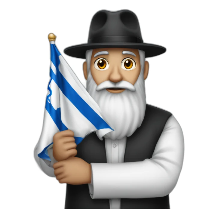rabbin with Sidelocks holding israel flag in his hands sticker