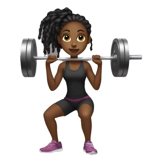 Black girl with locs squatting a barbell sticker