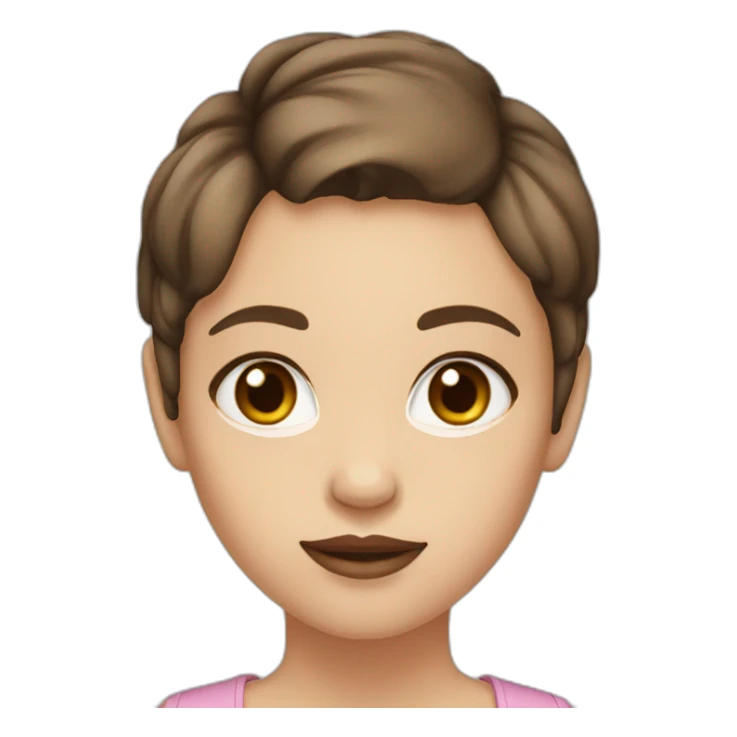 Girl with short brown hair brown eyes light pink lips sticker
