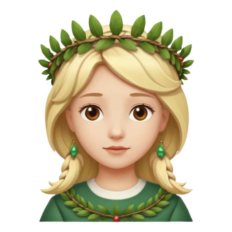 a blonde girl wearing laurel wreaths on head sticker