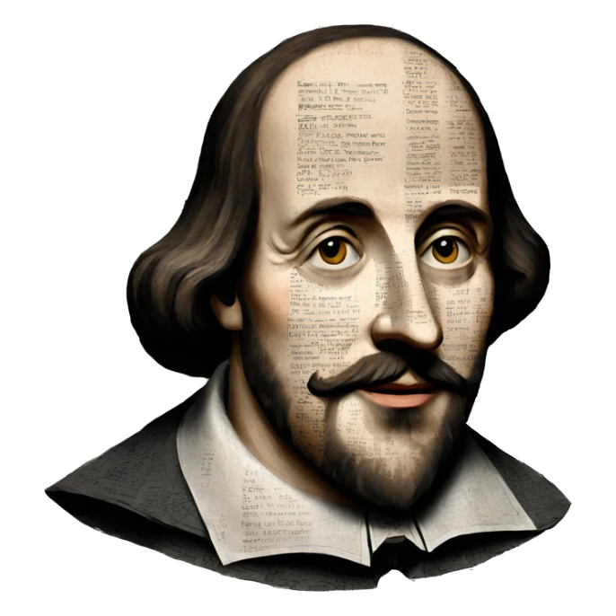 Shakespeare made of newspaper cuttings sticker