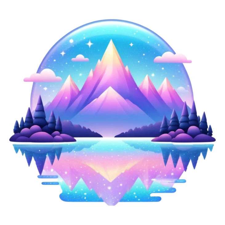 Iridescent glistening glossy sparkly shiny glittery scenery  sticker