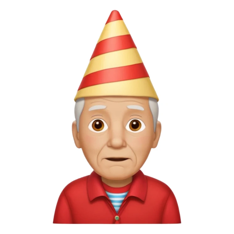 cute old man with red shirt and birthday cone on his head sticker