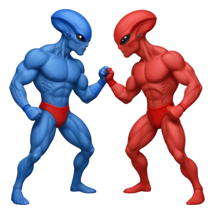 
two alien sparring, red uniform and blue unidorm
 sticker