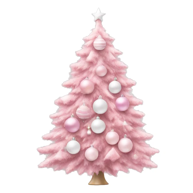 Pastel pink Christmas tree with pink and white ornaments  sticker