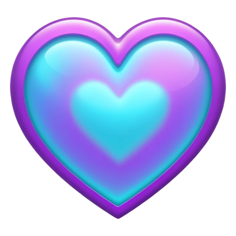 Purple and Cyan glowing holographic cyberpunk hesrt   sticker