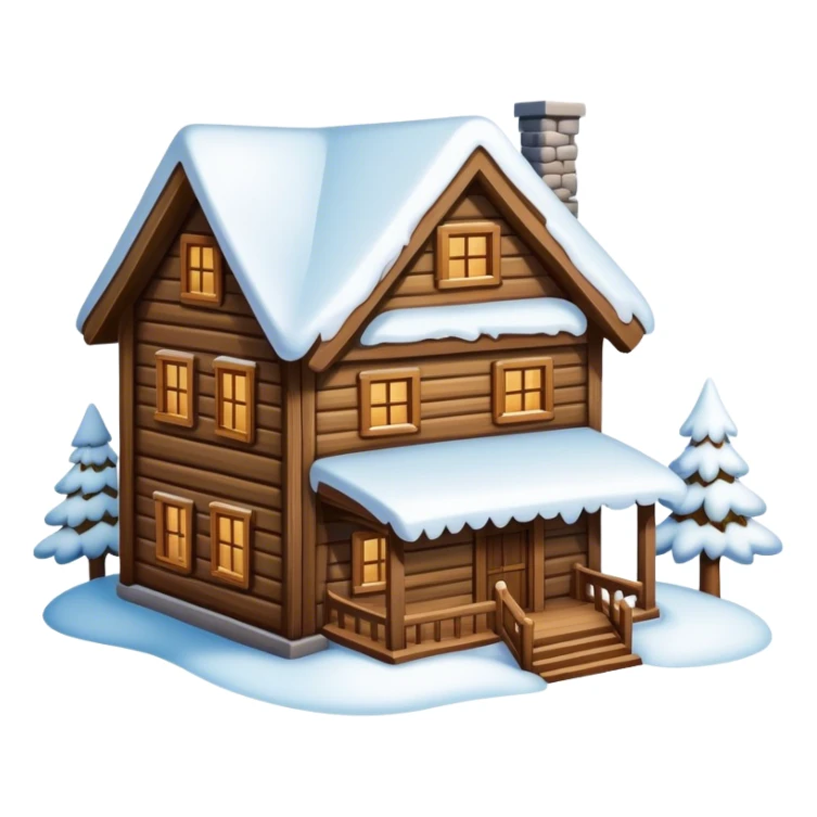 wood house with snow sticker