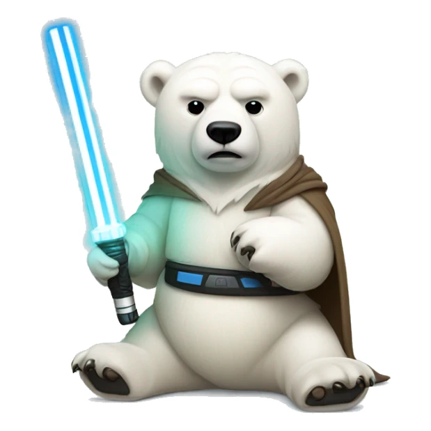 Jedi polar bear with soccer ball with light saber sticker